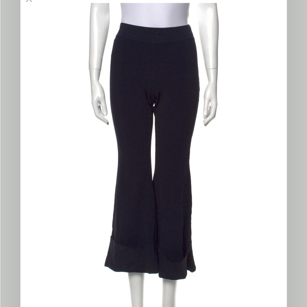 Stella McCartney Wide Leg Pants Blue Cropped with Mid-Rise Trousers SZ 2 - Picture 3 of 3